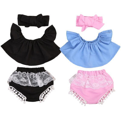 

3PCS Neborn Kids Baby Girls Jumpsuit Sunsuit Tank TopsPants Outfits Clothes Set