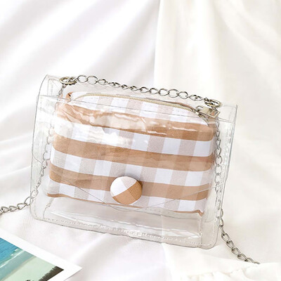 

Tailored Womens Fashion Shoulder Bag Solid Color Diagonal Bag Transparent Shoulder Bag