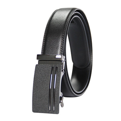 

BPSTAR Mens Automatic Buckle Genuine Leather Mens Ratchet Holeless Belt Business High Quality Mens Real Belt for Pants