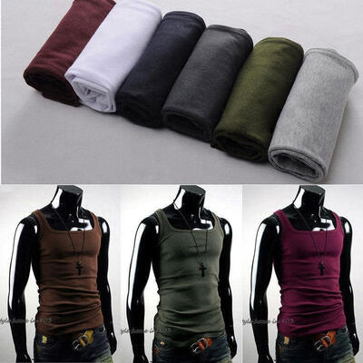 

Sexy Mens Slim Fit Undershirt Plain Basic Vest Tank Tops Underclothes Singlet SI