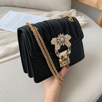 

Luxury Brand Female Flap Bag 2019 New Quality PU Leather Womens Designer Handbag Diamond Lock Chain Shoulder Messenger Bags