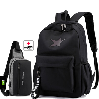 

Luminous gradient schoolbag mens shoulders junior high school students Korean backpack high school students large capacity mens