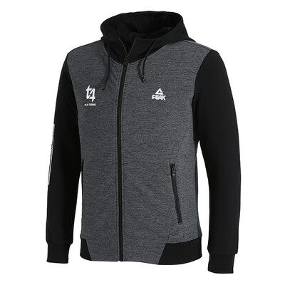 

PEAK autumn&winter new mens casual hooded open chest sweater comfortable sports long sleeve DF683081 deep hemp gray M code