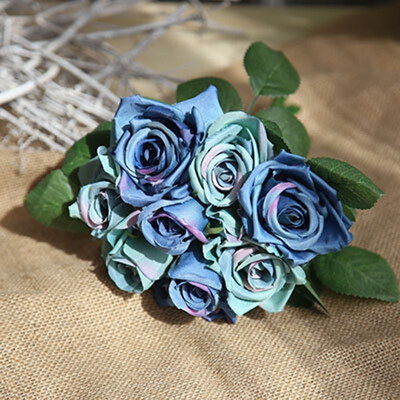 

FUNNYBUNNY Artificial Fake Flowers Silk Artificial Roses 9 Heads Bridal Wedding Bouquet for Home Garden Party Wedding Decoration