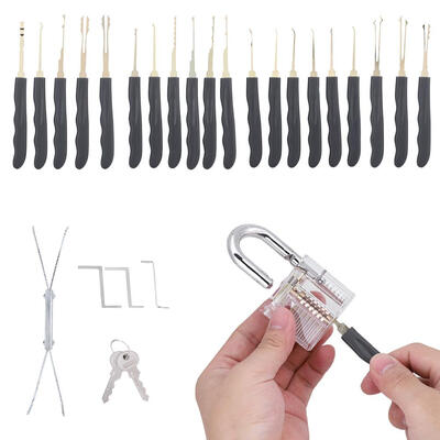 

20PCS Unlocking Lock Pick Set Key Extractor Transparent Practice PadlocksTransparent Tools with KeysPractice Lock Kit