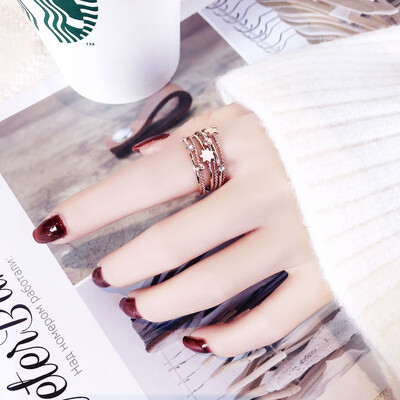 

Light luxury ring fashion personality titanium steel multi-layer index finger ring