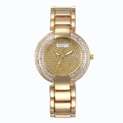 

New ladies luxury starry alloy set wrist bracelet watch fashion stainless steel quartz watch female models