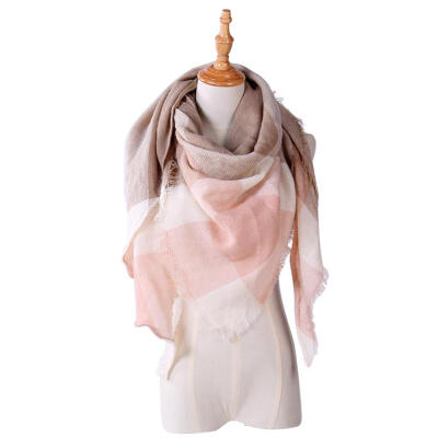 

Fashion Women Cashmere Warm Shawl Plaid Print Triangle Scarf Casual Decor