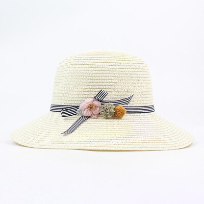 

Women Sun Hats Wide Brim Floppy Summer Straw Casual Lady Girls Flat Bowknot Cap Panama Beach Holiday Cap