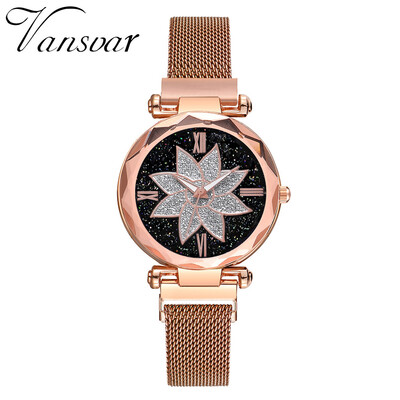 

Best Selling Women Mesh Magnet Buckle Starry Sky Watch Casual Luxury Women Geometric Surface Quartz Watches Relogio Feminino50