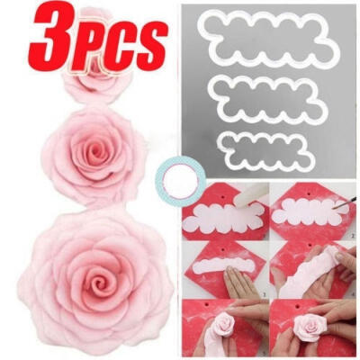 

3pcs Set 3D Rose Petal Flower Cutter Fondant Cake Sugarcraft Decorating Mould