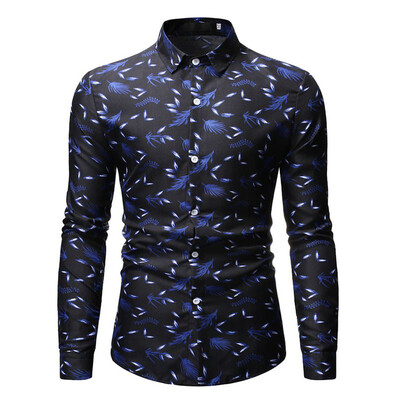 

Tailored Mens Fashion Hawaiian Style Leisure Printing Long-sleeved Shirt Tops Blouse