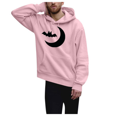 

Toponeto Mens Fashion Winter Solid Printed Long-sleeved Hooded SweatShirt Halloween Tops