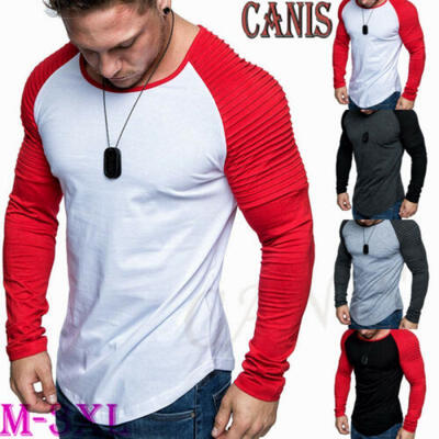 

UK Luxury Men Long Sleeve T Shirt Casual Blouse Tops Gym Muscle Tees Clothing