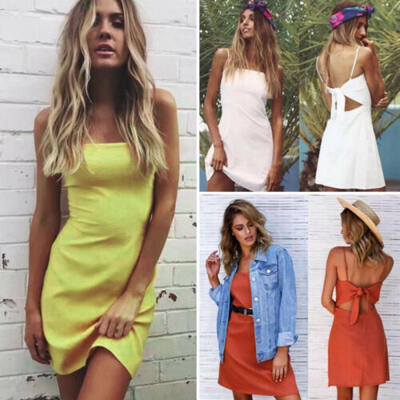 

Women Sleeveless Summer Boho Printed Beach Casual Loose Mini Shirt Beach Dress