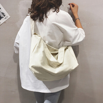 

Big bag female 2019 new ulzzang lazy canvas Messenger bag Korean casual wild broadband shoulder bag