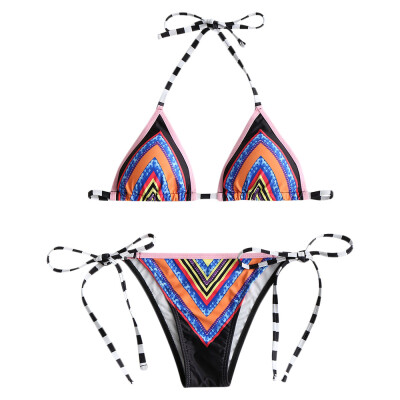 

Micro Print String Bikini Set