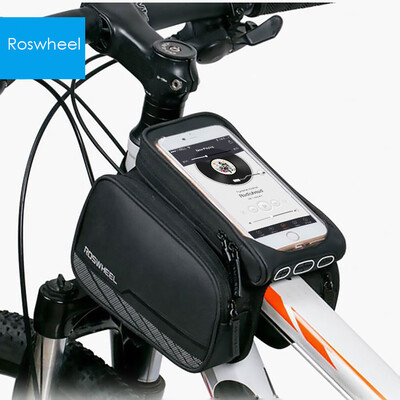 

ROSWHEEL Bike Front Tube Phone Bag Double Pockets Riding Cycling Supplies for 55 inch Touch Screen