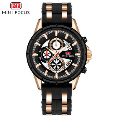 

MINI FOCUS MF0273G Multifunction Quartz Wristwatch Luminous Casual Business Watch With Silicone Strap For Men