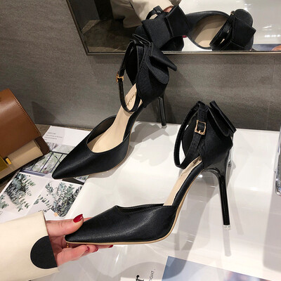 

High heels Korean version sharp head shallow mouth buckle thin heel sexy black single shoe