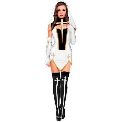 

Sexy Nun Church Women Cross Split Fancy Dress Role Play Party Cosplay Costume