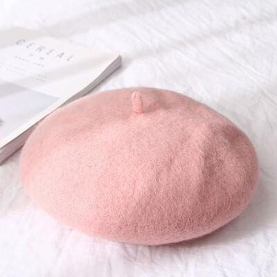 

Lady Spring Winter Berets Hat Painter Style Hat Women Wool Vintage Berets Solid Color Caps Female Bonnet Warm Walking Cap