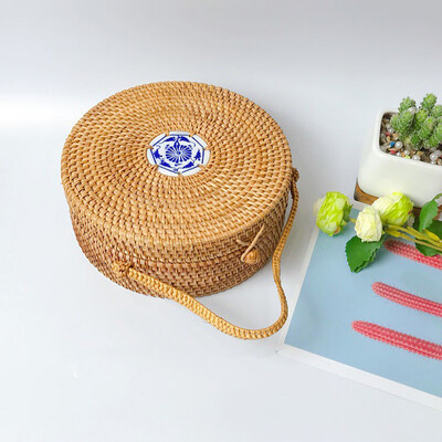 

Tailored Circle Handwoven Bali Round Retro Rattan Straw Handbag Crossbody