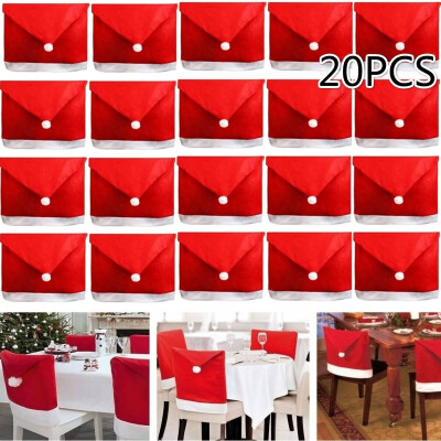 

41220PCS Santa Clause Red Hat Christmas Chairs Cover Back Cover Santa Dinner Table Party Decor Gifts 65x50cm