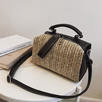 

Tailored Women Vintage Fringed Straw Bag Casual Wild Vacation Simple Weave Crossbody Bag