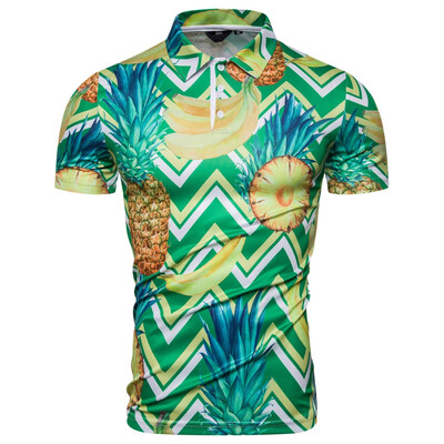

Tailored Men Summer Slim Loose Hawaii Short Sleeve Printed Turn-down Collar T-shirt Tops