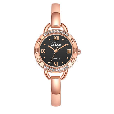 

Women Watches Hot Sale Rose Gold Bacelet Simple With Rhinestone Dress Gifts Clock Quartz Ladies Wristwatch Kol Saati