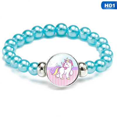 

Colorful Unicorn Bracelet Little Girl Animal Bracelets Teens Kids Pendant Beaded Bracelet Girl Party Favor Pretend Play Bracelet