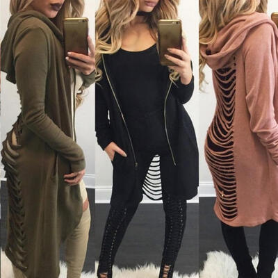 

New Hot Style Women Long Sleeve Open Front Long Cardigan Coat Zip Up Tops