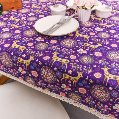 

Gobestart Merry Christmas Elk Wapiti Rectangular Printed Fabric Tablecloth 140250cm