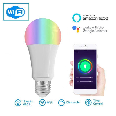 

2172 Smart WIFI LED Bulb WIFI Light RGB Multicolor LED Bulb 18W E2627 Dimmable Light Phone Remote Control Compatible with Alexa G