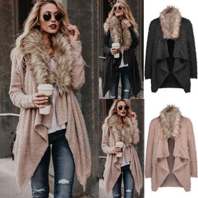 

Women Knit Faux Fur Long Sleeve Coat Tops Cardigan Sweaters Outerwear Spring Coat