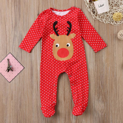 

Infant Baby Girl Boy Deer Romper Jumpsuit Playsuit Outfits Christmas Pajamas