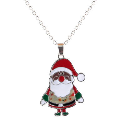 

Vintage Christmas Chic Gifts Santa Claus Snowman Charm Lovely Chain Necklace