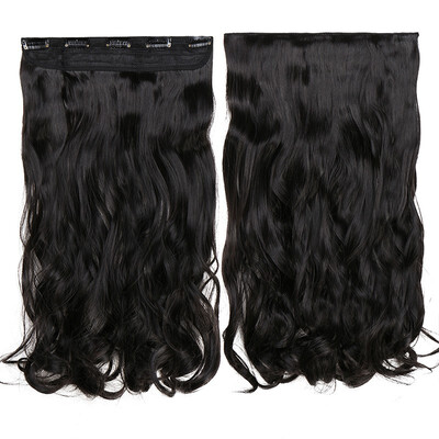 

Synthetic Fiber Clips in on Hair Extension 34 Full Head One Piece 5 Clips Long Silky Straight Curly Wavy