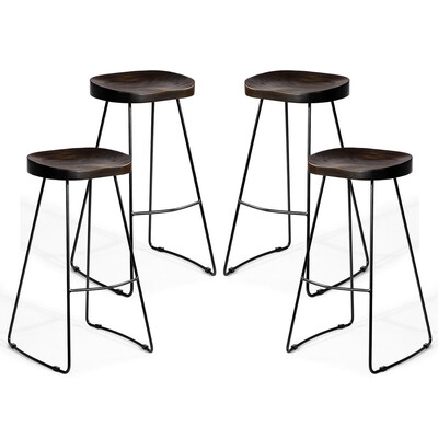 

Set of 4 Wooden Industrial Vintage Bar Stools