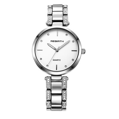 

REBIRTH large dial steel belt with diamond fashion female literary quartz female watch