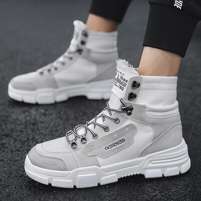 

High-top canvas shoes male Korean version of the trend of mens casual wild shoes shoes breathable white shoes tide shoes summer