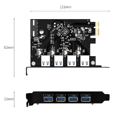 

ORICO PVU3-4P-V1 4 Port USB30 PCI-E Expansion Card Adapter Card Express Card for Windows Vista PC Laptop