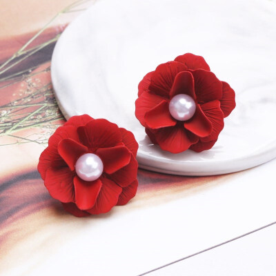 

2019 New Korean Style Spray Paint Big Flower Stud Earrings For Women Fashion Summer Elegant Sweet Jewelry Accessories Brincos