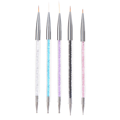 

Toponeto New 5 Pcs 2 way Acrylic UV Gel Nail Art Nail Art Brush Nail Dotting Pen