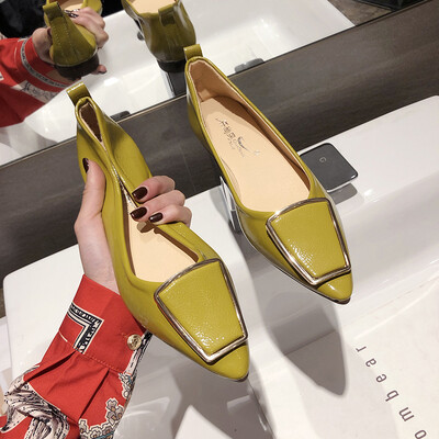 

Flat bean shoes womens shoes summer Joker Korean version of pointy chic retro shoes small heel shoes