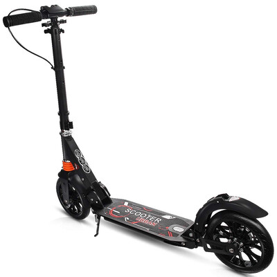 

Adjustable Height Dual Suspension Folding Adult Kick Scooter-Black