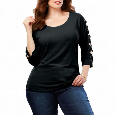 

Plus Size fat womens bottoming T-shirt autumn solid color long-sleeved shirt womens