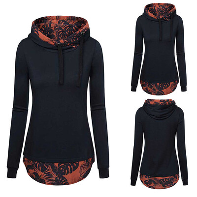 

Starmoon Women Hooded Printing With Diagonal Collared Shirt Casual And Top Blouse