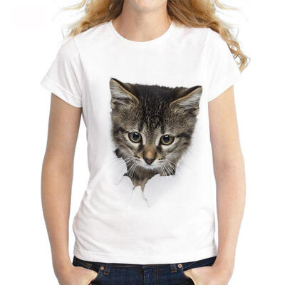 

Cute Print Short Sleeve O-Neck T-shirt Women Streetwear Casual Soft Tops